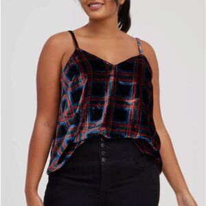Torrid Velvet Tartan Plaid Cami Tank Elevated Casual Night Out Top Plus Size 1X